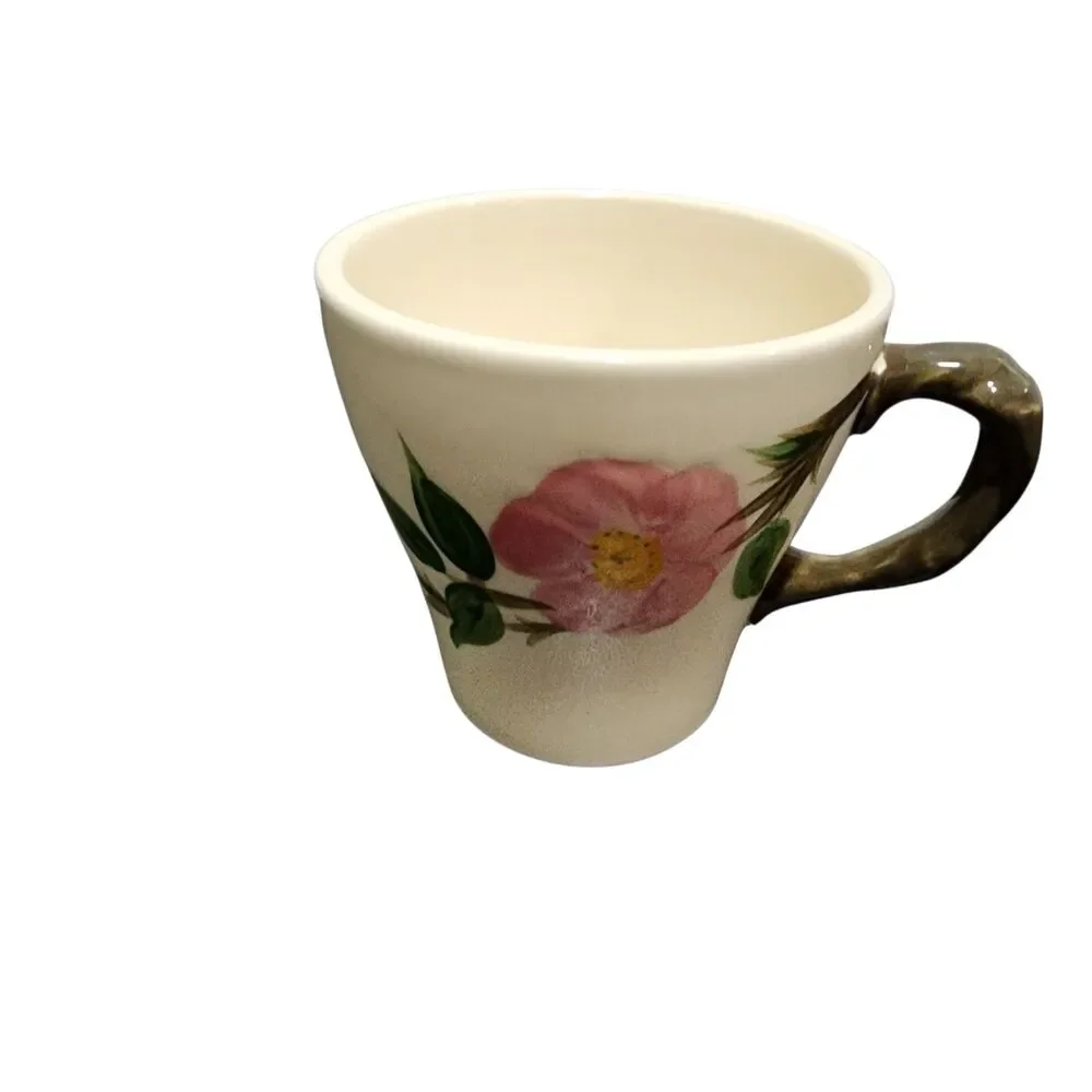 Vintage USA Floral Stoneware Coffee Cup Pink‎ Flower Cottagecore Farmhouse